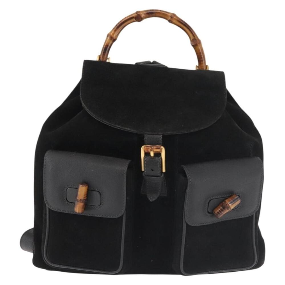 Gucci Bamboo Suede Backpack Black